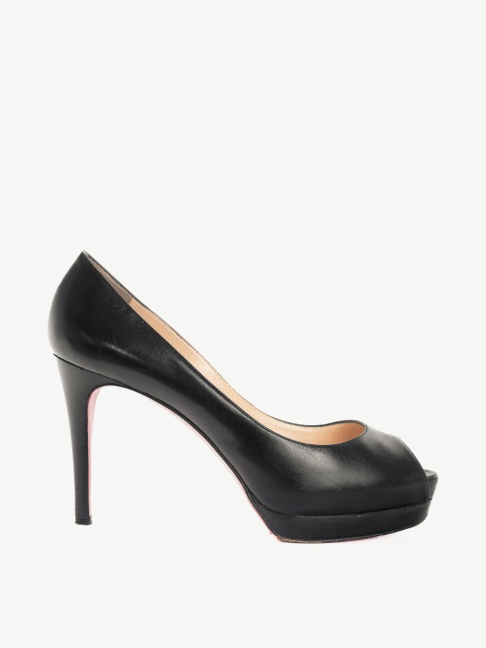 Christian Louboutin Altadama 100 Black Leather Peep-Toe Pumps